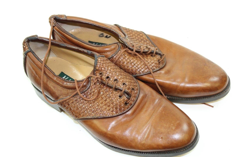Greg Norman's Personal Used Nebuloni Tan Golf Shoes