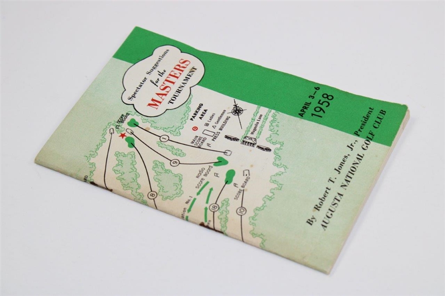 1958 Augusta National Golf Club Tournament Spectator Guide - Palmer's First Masters Win