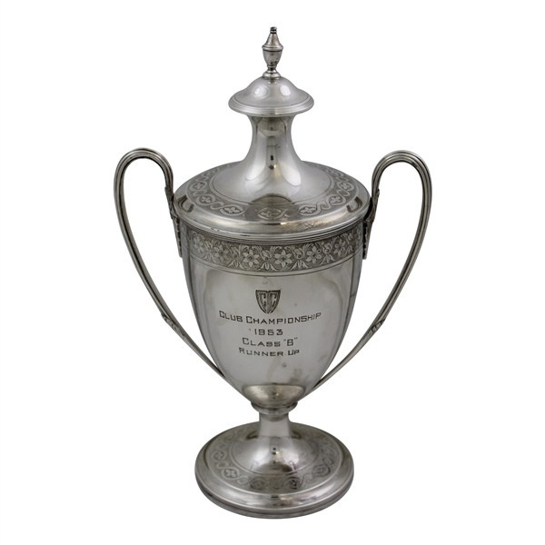 1953 Club Championship Class B Runner-Up Trophy with Removable Lid