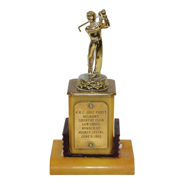 1953 Belmont Country Club B.M.C. Golf Party Low Gross Runner-Up Trophy Won by Mickey Levine