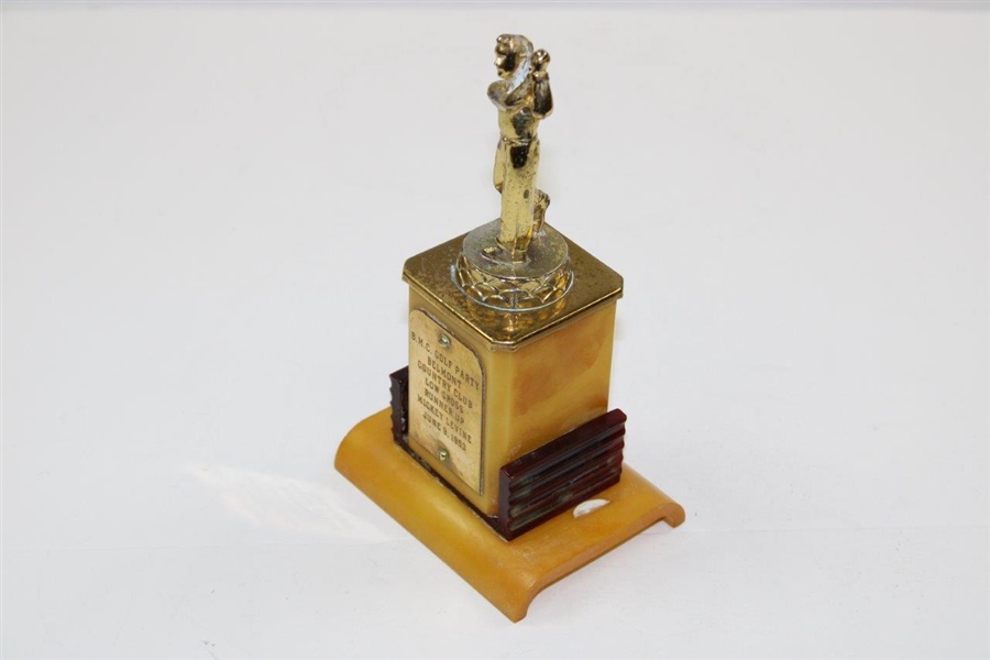 1953 Belmont Country Club B.M.C. Golf Party Low Gross Runner-Up Trophy Won by Mickey Levine