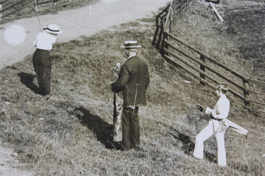 Vintage Lady Golfer Chipping Near Fence as Others Look On Looking On Daily Mirror Photo - Victor Forbin Collection