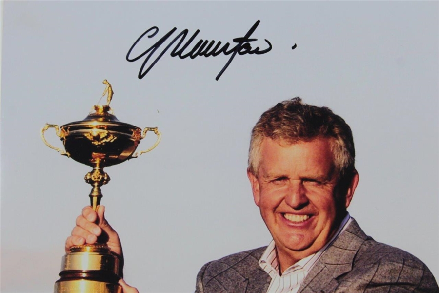 Colin Montgomerie Signed Photo at 2010 Ryder Cup Holding Trophy JSA ALOA