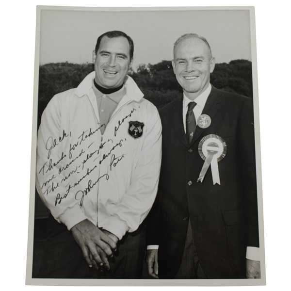Johnny Pott Signed 8x10 Bill Mark 1965 Ryder Cup Photo to Jack Sargent JSA ALOA