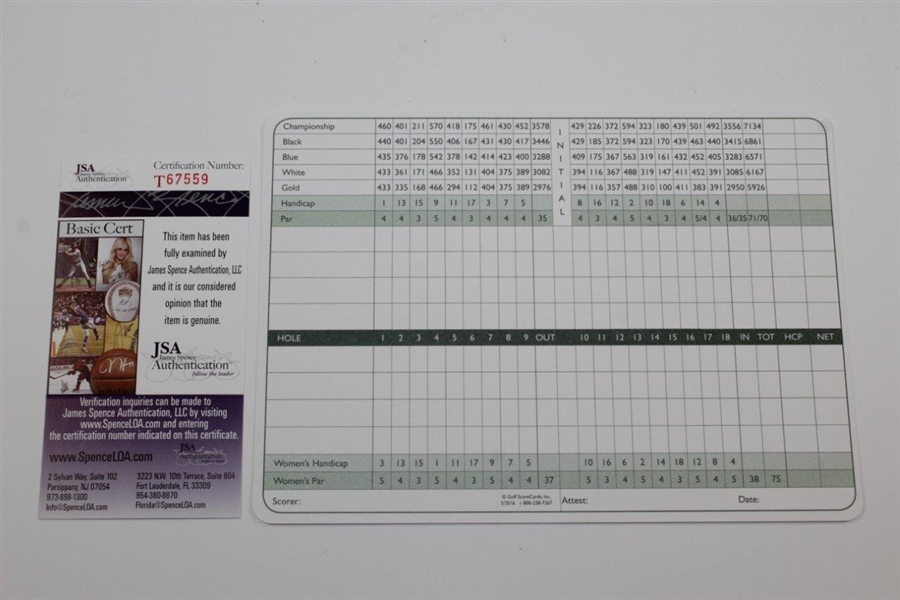 Jack Nicklaus Signed Oak Hill Country Club East Course Scorecard JSA #T67559