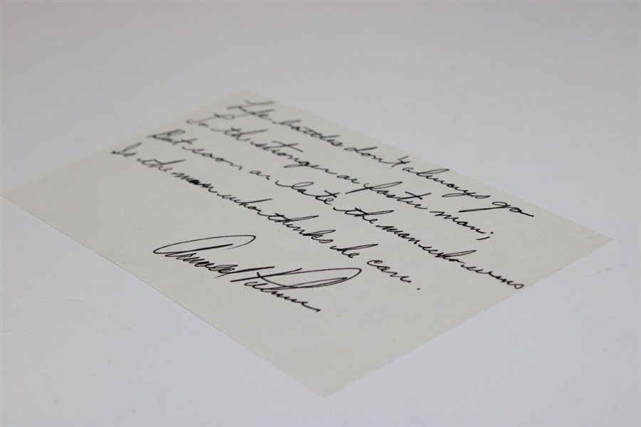 Arnold Palmer Signed 'Life's Battles' Quote Card JSA ALOA