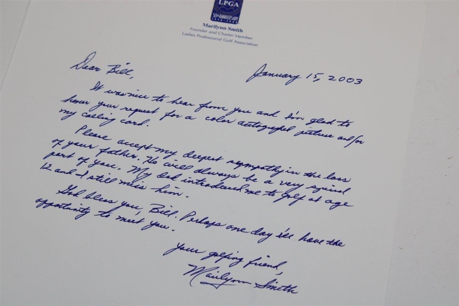 Marilyn Smith Handwritten & Signed 2003 Letter on Letterhead - Jan. 15th JSA ALOA