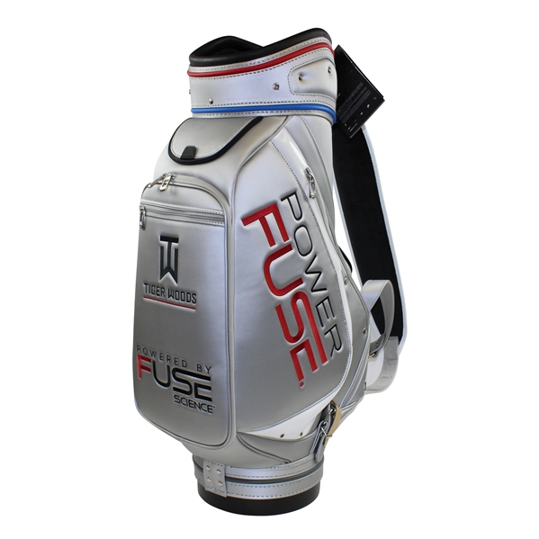 Tiger Woods Official FUSE Science Logo Full Size Golf Bag Blue/Red Lining - Excellent Condition
