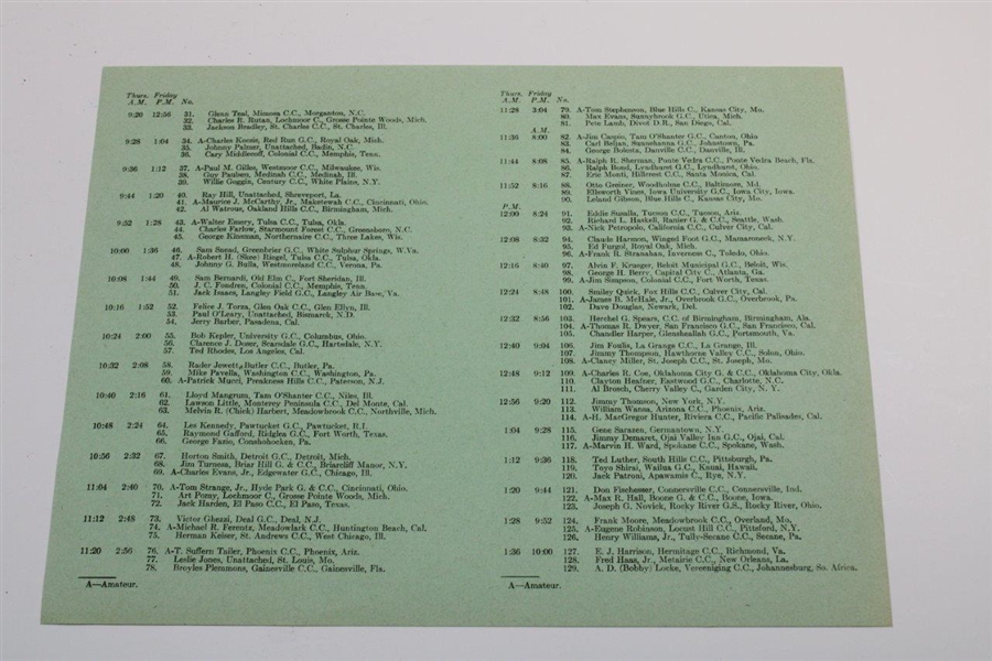 1949 US Open at Medinah CC Official Program with Pairing Sheet - Cary Middlecoff Winner