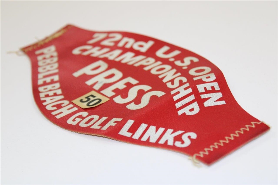 1972 US Open at Pebble Beach Golf Links Press Armband #50 - Jack Nicklaus Winner