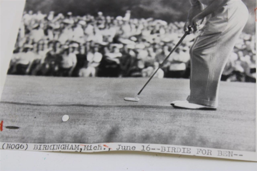 1951 Ben Hogan Sinks Winning US Open Putt at Oakland Hills - AP Wire Photograph 