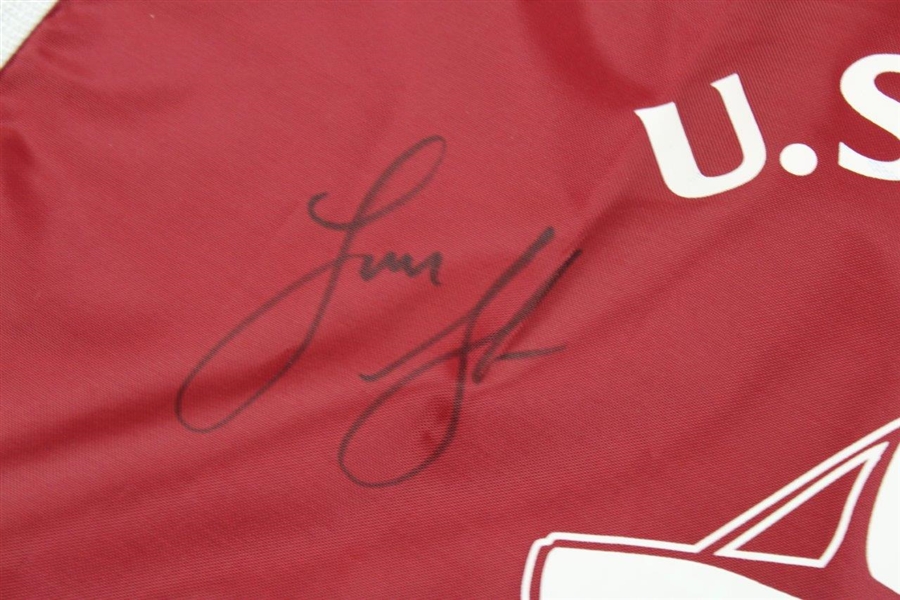 Lucas Glover Signed 2009 US Open at Bethpage Black Red Screen Flag JSA ALOA
