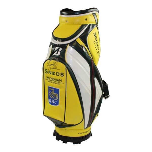 Brandt Snedeker Signed Masters Themed Green & Yellow Full Size Golf Bag JSA ALOA