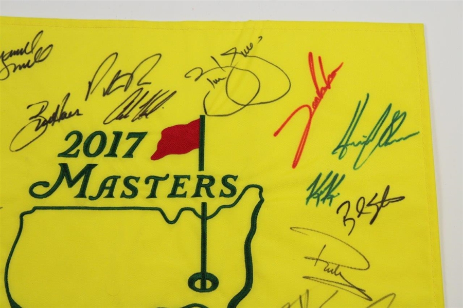 Sergio, McIlroy, Willett, Reed & more Signed 2017 Masters Embroidered Flag JSA ALOA