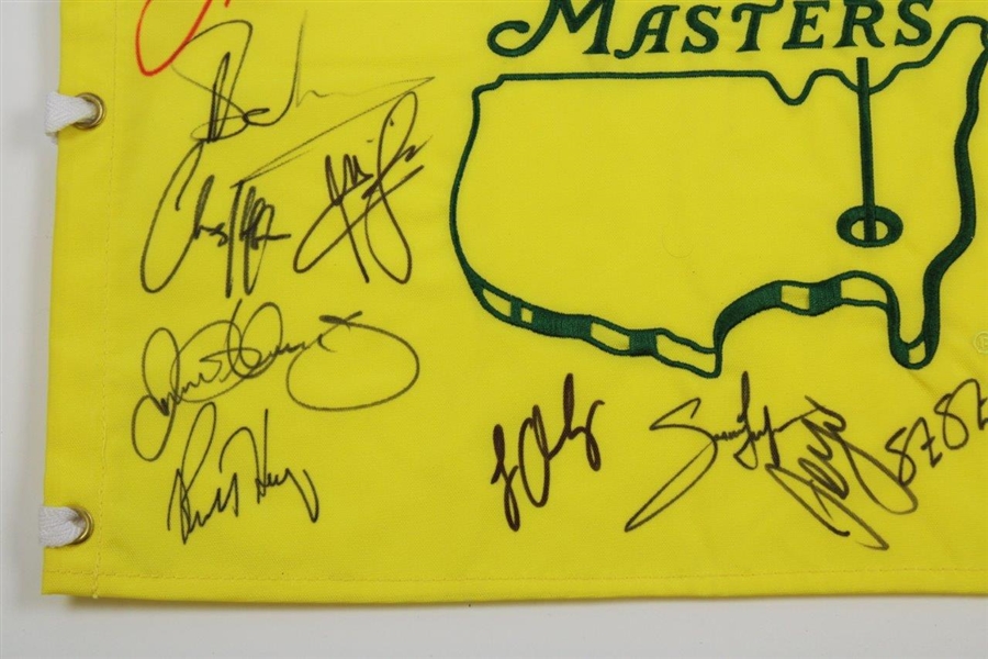 Sergio, McIlroy, Willett, Reed & more Signed 2017 Masters Embroidered Flag JSA ALOA