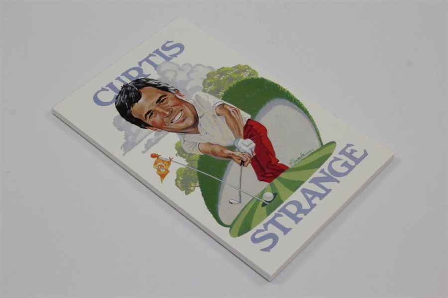 Arnold Palmer, Curtis Strange, and Greg Norman charicature notepads