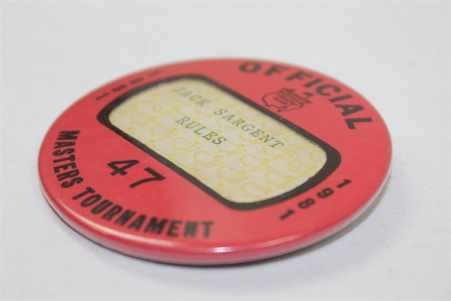 Jack Sargent's 1981 Masters Tournament Official Rules Badge #47