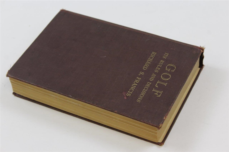 1937 'Golf- It's Rules & Decisions' Book by Richard S. Francis -Sargent Family Collection