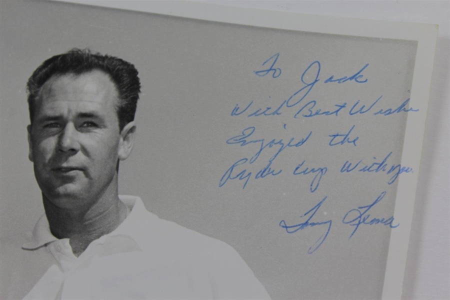 Tony Lema Signed 8x10 Bill Mark 1963 Ryder Cup Photo to Jack Sargent JSA ALOA