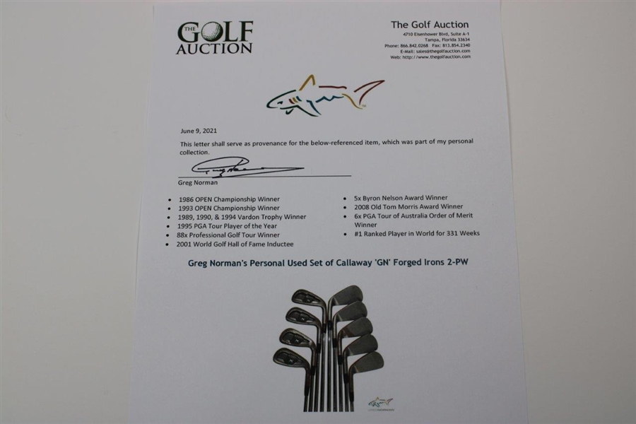 Greg Norman's Personal Used Set of Callaway 'GN' Forged Irons 2-PW