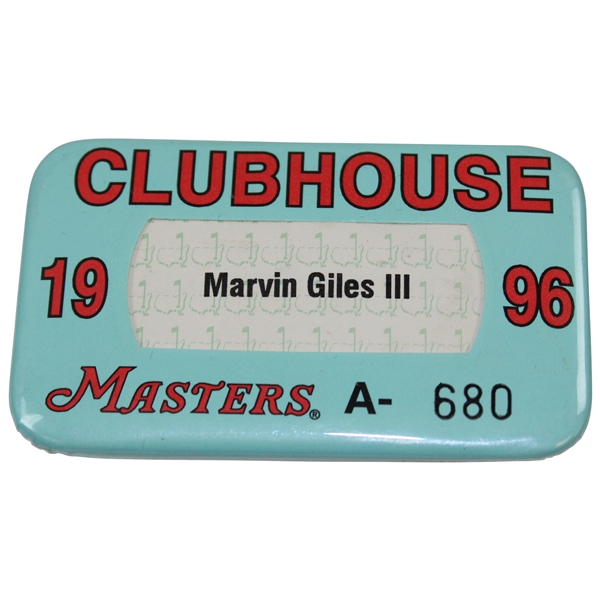 1996 Masters Tournament Clubhouse Badge #A-680 - Marvin Giles III