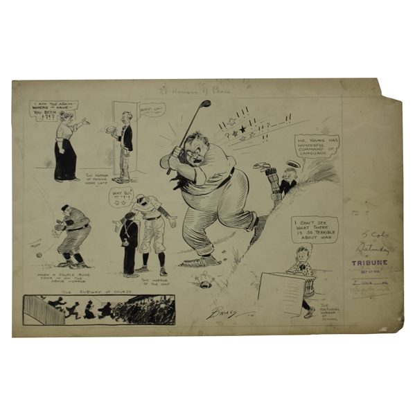 Original Clare Briggs Pen & Ink 'The Horrors of Peace' Cartoon For New York Tribune - September 17, 1914