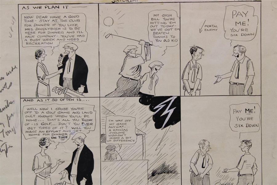 Original Clare Briggs Pen & Ink 'Saturday' Cartoon Strip For New York Tribune - July 30, 1927
