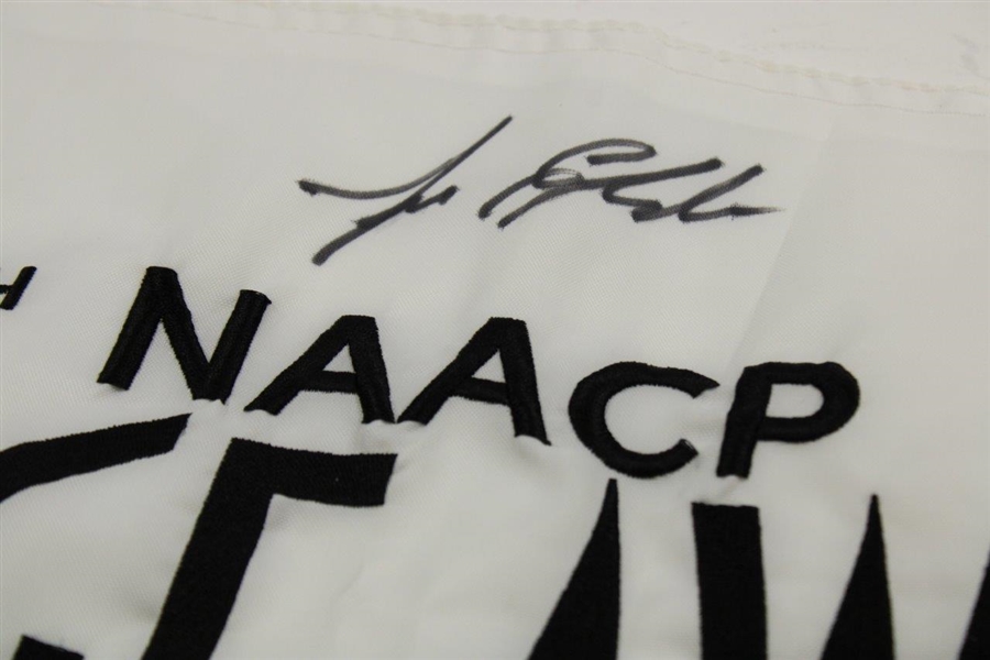 Lee Elder Signed 40th NAACP Image Awards Celebrity Golf Challenge Embroidered Flag JSA ALOA