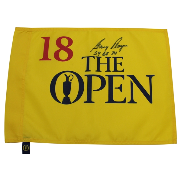 Gary Player Signed Undated The OPEN Screen Flag with Years Won JSA ALOA