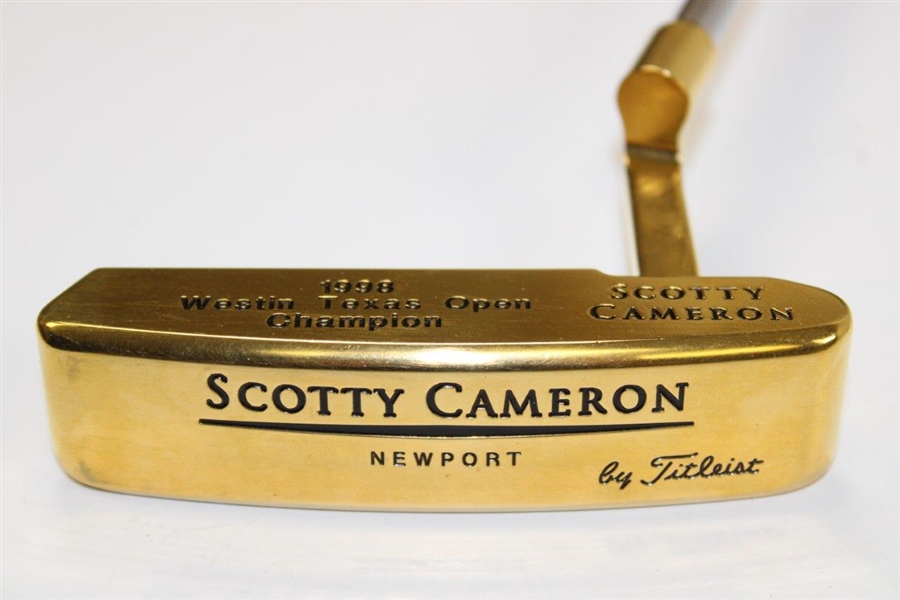 Champion Hal Sutton's Scotty Cameron Gold Plated Newport Putter for 1998 Westin Texas Open Win