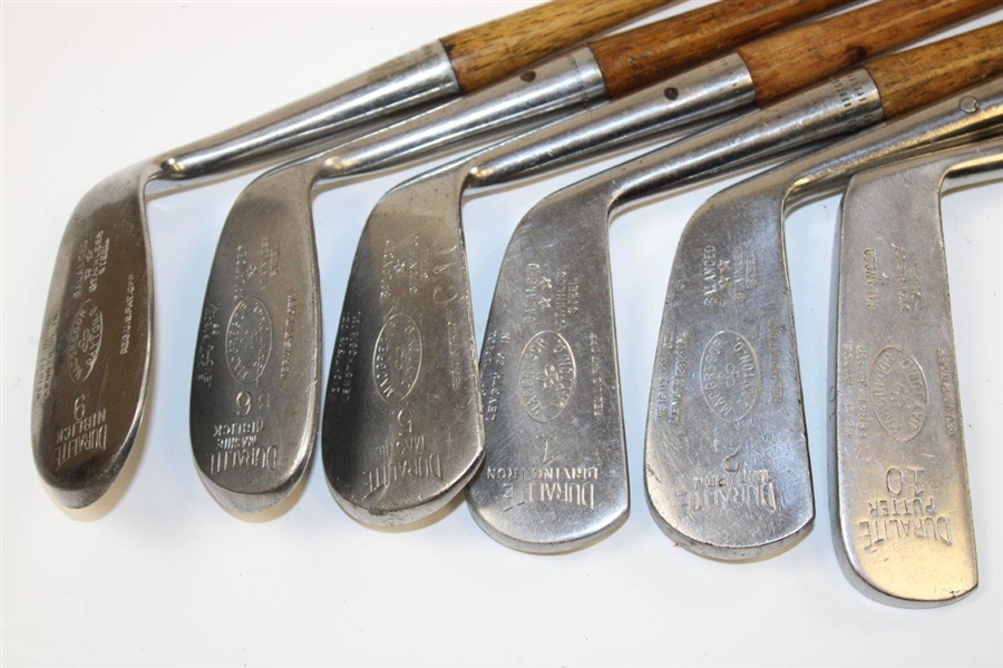 MacGregor Duralite Irons: 1,2,5,6,9,10 (putter) with Shaft Stamps