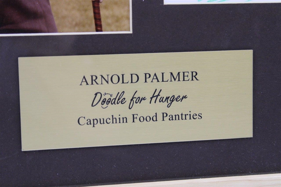 Arnold Palmer Signed Hand Colored Doodle for NY Charity Event - Framed JSA ALOA