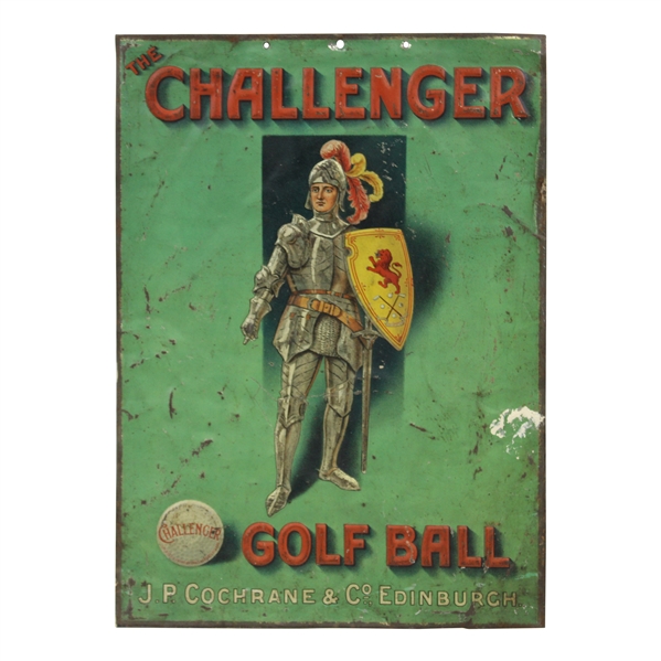Vintage JP Cochrane & Co Edinburgh Challenger Golf Ball Metal Advertising Sign