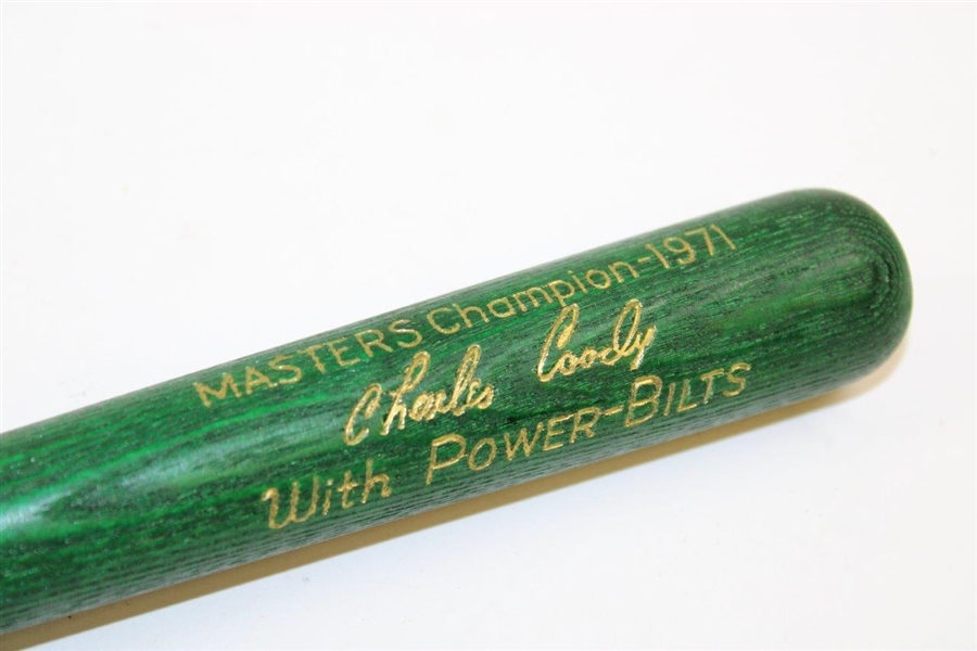 Charles Coody 1971 Masters Champ Hillerich & Bradbsy Louisville Slugger Mini Green Bat