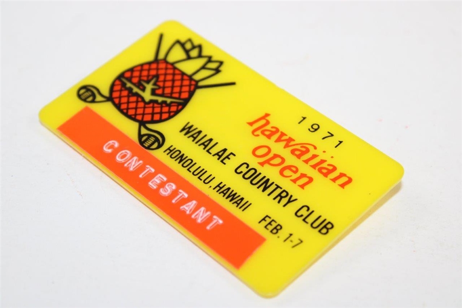 Charles Coody's 1971 Hawaiian Open at Waialae Country Club Contestant Badge