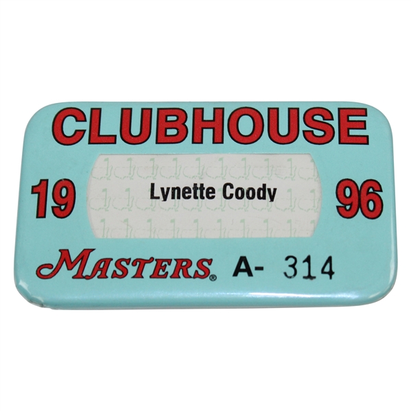 Lynette Coody's 1996 Masters Tournament CLUBHOUSE Badge #A-314