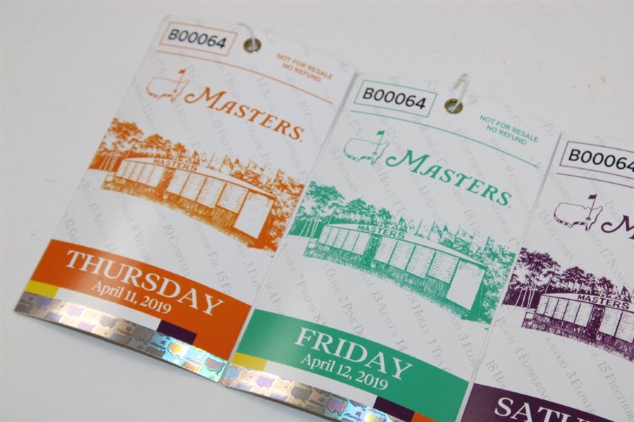 2019 Masters Tournament Thursday-Sunday 4-Day Ticket Set #B00064 - Tiger Woods Win