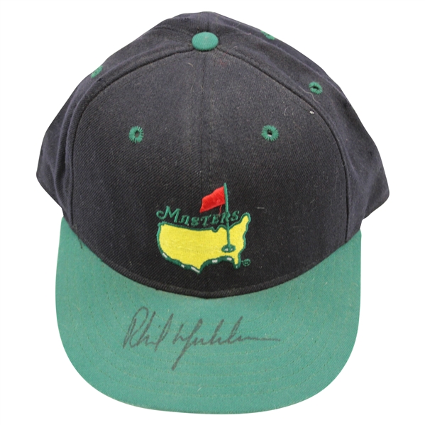 Early Phil Mickelson Signed 1995 Masters Green & Black Logo Fitted Hat - Size 7 3/8 JSA ALOA