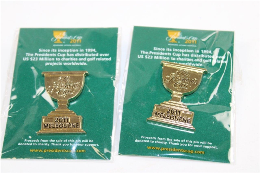 Two (2) The President's Cup Trophy Pins with USGA Paperwight & 1991 US Senior Open Golf Ball