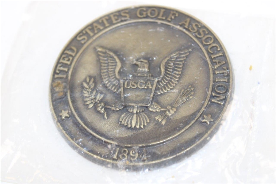 Two (2) The President's Cup Trophy Pins with USGA Paperwight & 1991 US Senior Open Golf Ball