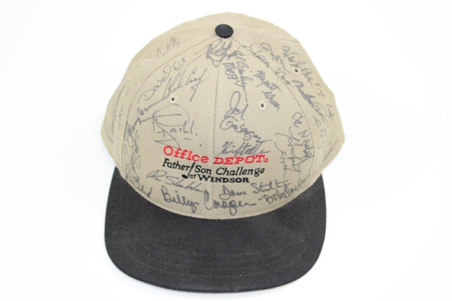 Multi-Signed 1998 Office Depot Father/Son Challenge Hat with Player Gust Badge & Program JSA ALOA
