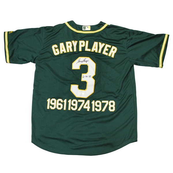 Gary Player Signed Masters Themed Green #3 Jersey with Dates Inscribed & Embroidered JSA #MM13707