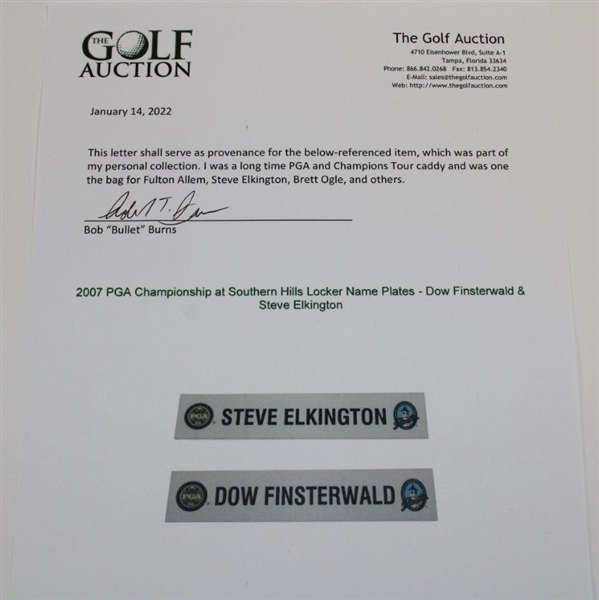 2007 PGA Championship at Southern Hills Locker Name Plates - Dow Finsterwald & Steve Elkington