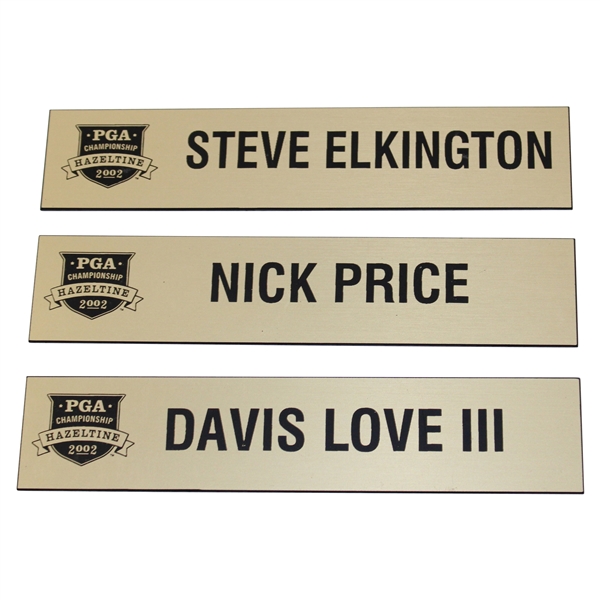 2002 PGA Championship at Hazeltine Locker Name Plates - Nick Price, Davis Love III, & Steve Elkington