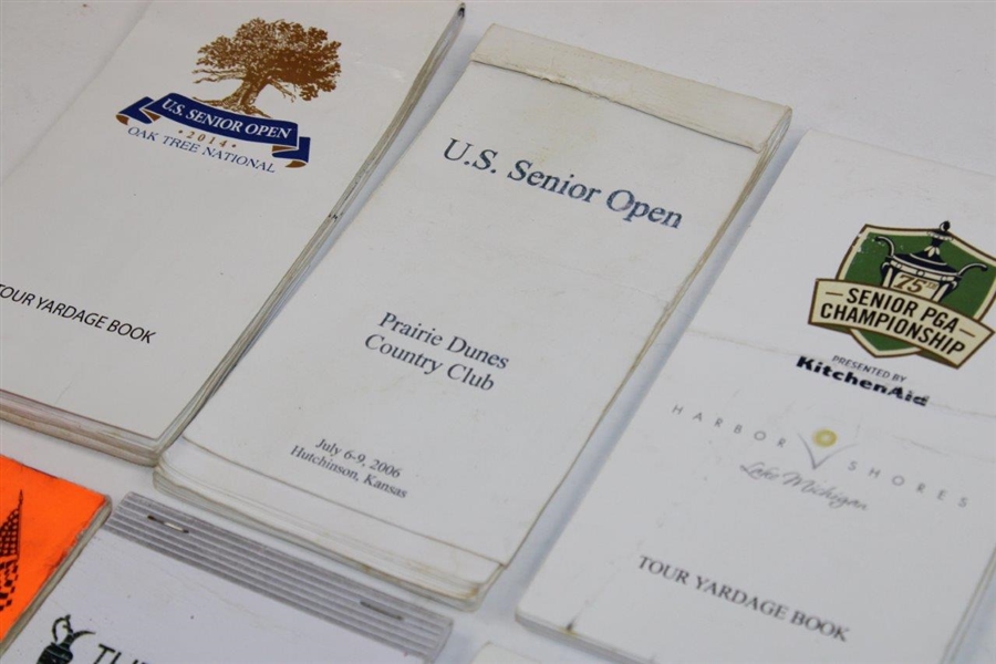 Six (6) Various Senior Tour Used Yardage Books - (2006, 2013 & 2014 US), (2009 & 2014 PGA) & 2013 Brit Open