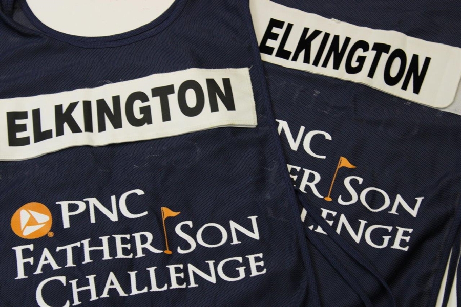 PNC Father & Son Caddie Bibs for Steve Elkington & Son with Contestant Badges for 2012 & 2013