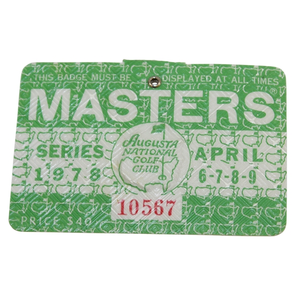 1978 Masters Tournament SERIES Badge #10567 - Gary Player Winner
