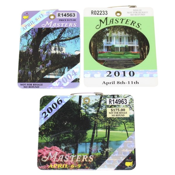 2004, 2006, & 2010 Masters Tournament SERIES Badges - Phil Mickelson Masters Wins