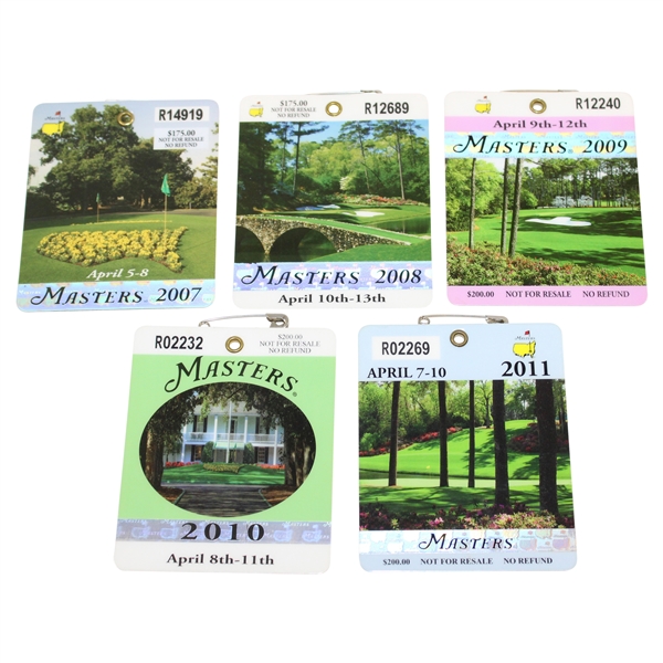 2007, 2008, 2009, 2010, & 2011 Masters Tournament SERIES Badges