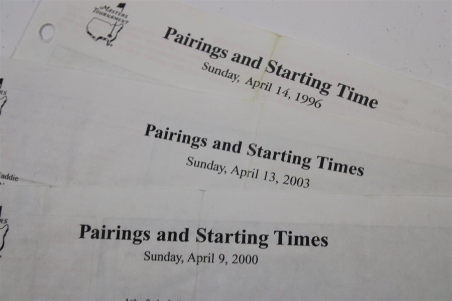 1996, 2000, & 2003 Masters Tournament Sunday Pairing Sheets